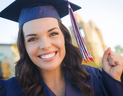 woman with cap and gown